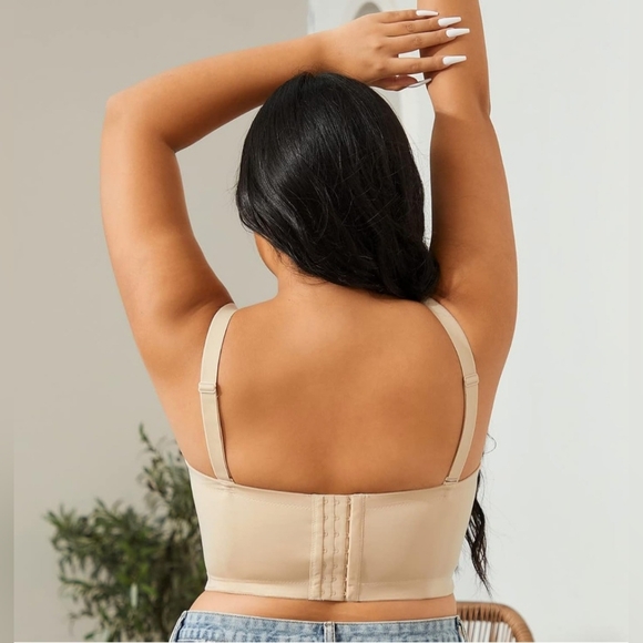 Xuvozta Women's Longline Strapless Bra Full Coverage Minimizer Bra Hide Back Fat - Picture 4 of 7